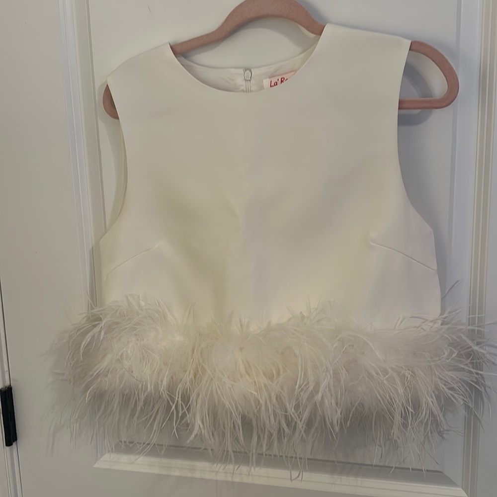 White Feather Trim Top